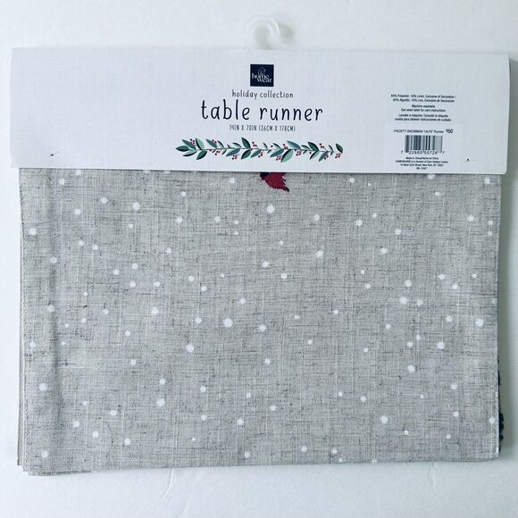 Embroidered Homewear Holiday Frosty Snowman Table Runner 14x70 Xmas Dining NEW - Picture 3 of 3